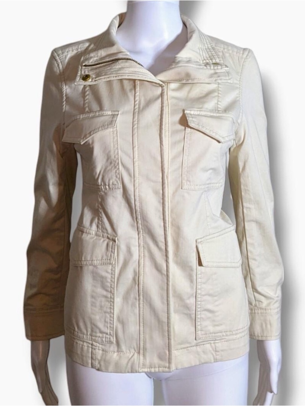 Banana Republic Ivory Utility Jacket with Front Pockets